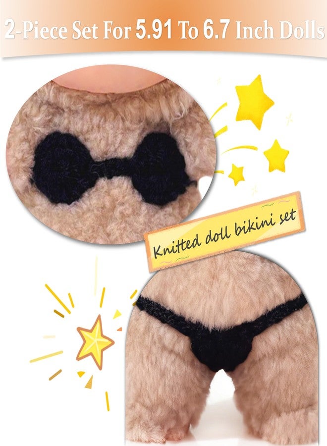 Tzwhwcx Doll Clothes-Black Bikini Set, Clothes for Dolls Outfits, Handmade Crochet Knit Swimsuit, Summer Season Exclusive - Beach Party Accessories, Compatible with 1:6 Scale Dolls - Image 2